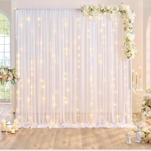 White Tulle Backdrop Curtain for Weddings, Parties, Photography.